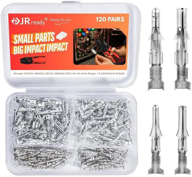 Main image of JRready 093 062 Pins Connector Kit Wire Pin Connectors Male Female Contacts 1190 1580 Series 14-20AWG 18-24AWG Crimp Terminals Pins Sockets for Molex Connectors 3.68mm 5.03mm Pitch 120 Pairs ST6526