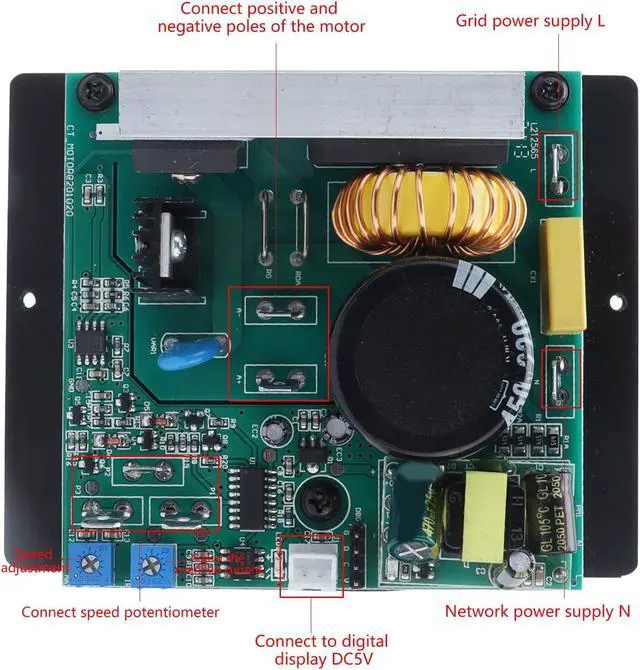 Alt view image 3 of 7 - Lathe Control Board, AC110/240 Mini Universal Electronic Motor Circuit Boards with Overload Protection, Replacement Easy to Install Lathe Speed Controller for Househould DC 0180V Output