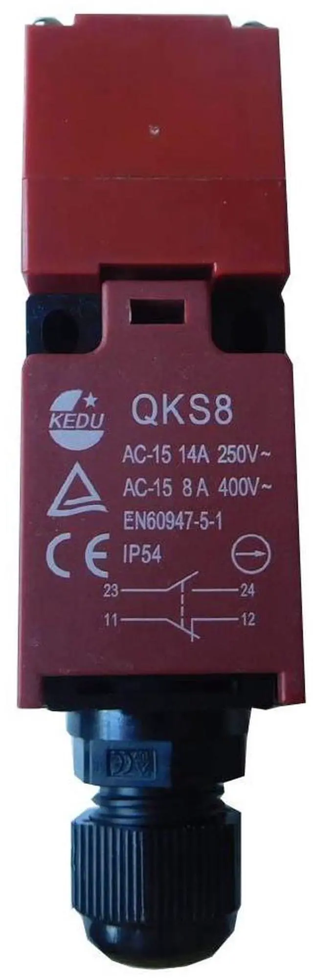 Main image of KEDU QKS8 Safety Interlock Switch, 250V 14A 400V 8A, NO+NC M20, Red
