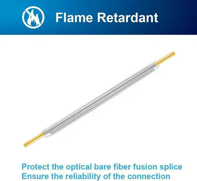 Alt view image 3 of 6 - 1000 PCS 60mm Fiber Optical Heat Shrinkable Tubes, Fusion Splice Transparent PE Sleeves with Single Stainless Rod for Bare Fiber