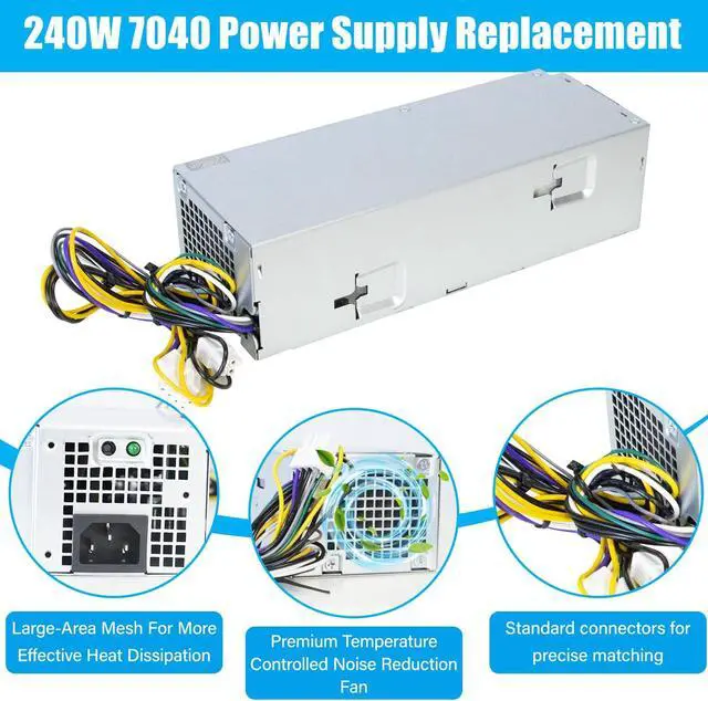 Alt view image 2 of 7 - Upgraded 240W 3650 Power Supply Replacement for Dell Optiplex 3650 7040 3040 3656 5040 (SFF)B240NM-00 HU240AM-00 AC240EM-00 P/N: 4GTN5 4R1KT D7GX8 HGRMH 2P1RD H62JR 3RK5T 6WX7D 0M1C3(8+4PIN Connector)