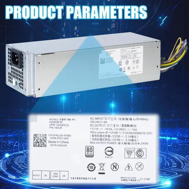 Alt view image 6 of 7 - Upgraded 240W 3650 Power Supply Replacement for Dell Optiplex 3650 7040 3040 3656 5040 (SFF)B240NM-00 HU240AM-00 AC240EM-00 P/N: 4GTN5 4R1KT D7GX8 HGRMH 2P1RD H62JR 3RK5T 6WX7D 0M1C3(8+4PIN Connector)