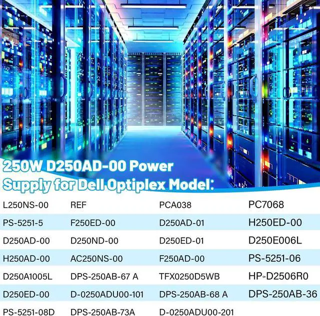 Alt view image 3 of 7 - D250AD-00 H250ad-00 250W Power Supply for Dell Optiplex 390 3010 990 790 DT 530s 537s 540s 545s 546s 560s 570s 580s Vostro 200s 220s 230s 400s Studio 540s Slim Desktop DT Systems L250NS-00