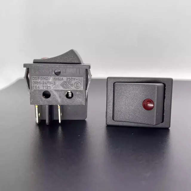 Main image of Defond DRH-2415-3 Illuminated Rocker Switch, 4-Pin 2-Position ON-Off 16A 250V, Power Switch with Light for Appliances, Industrial Equipment and Power Sockets