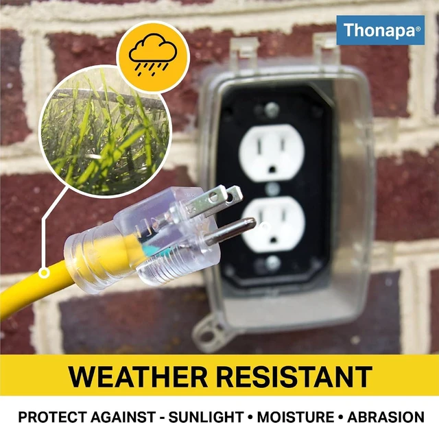 Alt view image 3 of 5 - THONAPA 10 Gauge Outdoor Extension Cord 75 ft with 3 Outlets - Weatherproof Heavy Duty Extension Cord, Multiple Outlets 75 Foot, 10/3 SJTW Yellow Cable with 3 Prong Grounded Plug, 15 Amp