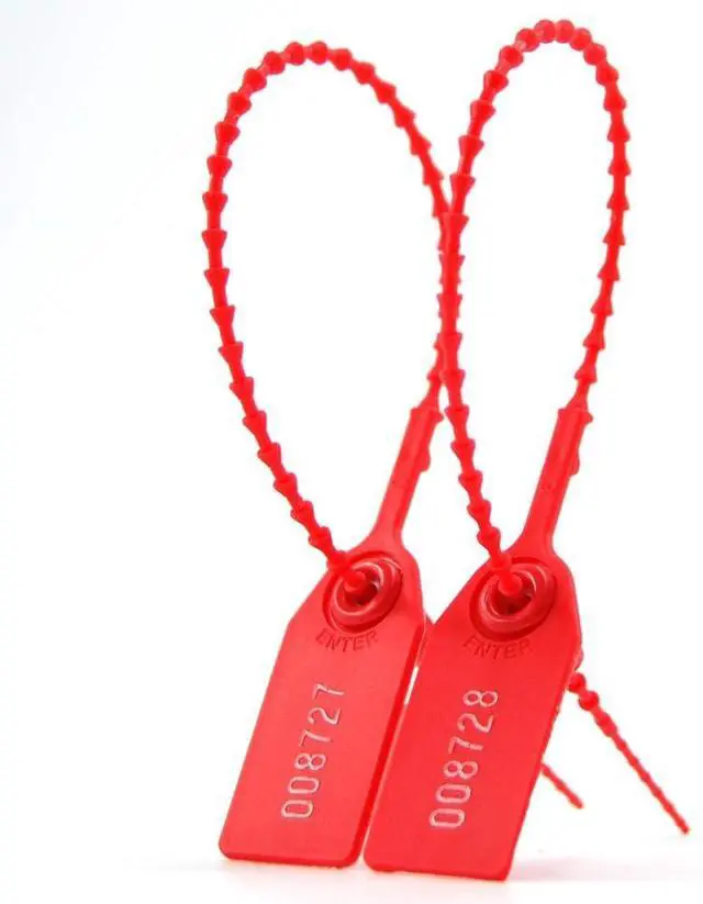 Main image of Security Seal, Numbered Zip Ties for Fire Extinguisher Pull Tite Tamper Proof Tags Self Locking Plastic Label 250mm Pack of 1000 (Red)