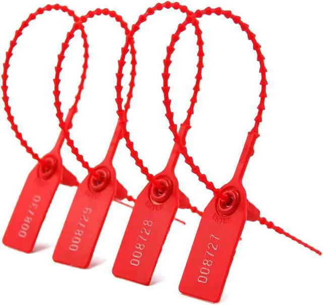 Alt view image 2 of 7 - Security Seal, Numbered Zip Ties for Fire Extinguisher Pull Tite Tamper Proof Tags Self Locking Plastic Label 250mm Pack of 1000 (Red)