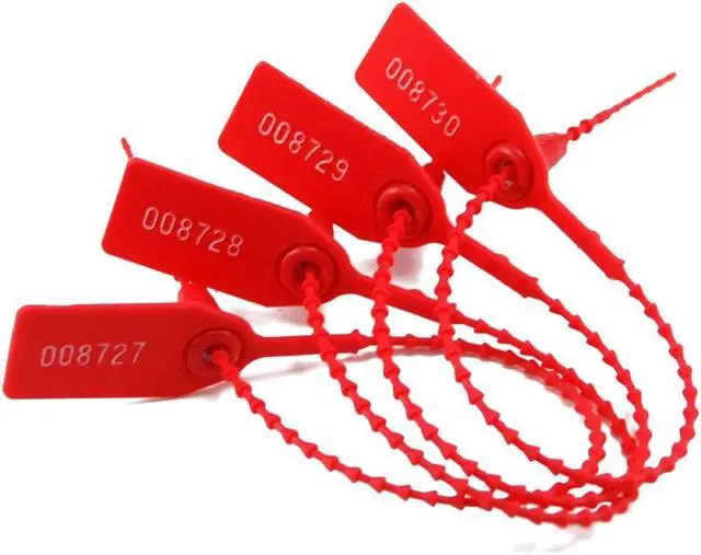 Alt view image 3 of 7 - Security Seal, Numbered Zip Ties for Fire Extinguisher Pull Tite Tamper Proof Tags Self Locking Plastic Label 250mm Pack of 1000 (Red)