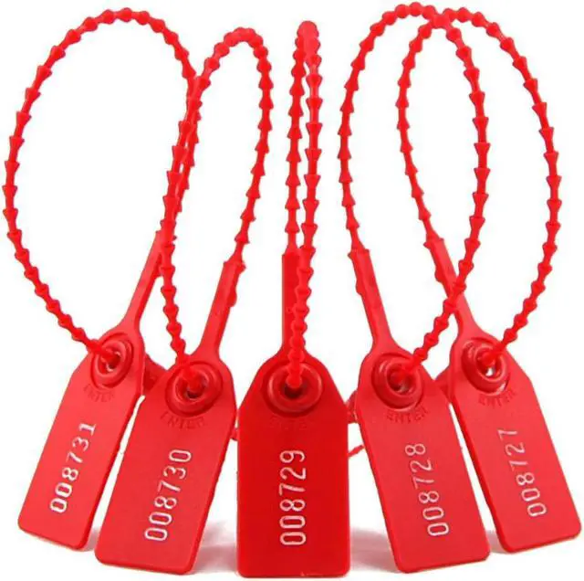 Alt view image 4 of 7 - Security Seal, Numbered Zip Ties for Fire Extinguisher Pull Tite Tamper Proof Tags Self Locking Plastic Label 250mm Pack of 1000 (Red)