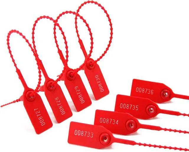 Alt view image 5 of 7 - Security Seal, Numbered Zip Ties for Fire Extinguisher Pull Tite Tamper Proof Tags Self Locking Plastic Label 250mm Pack of 1000 (Red)
