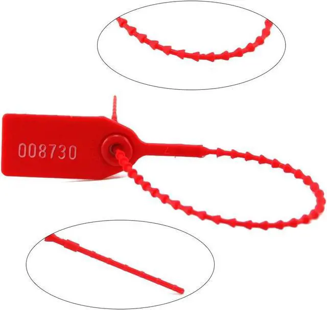 Alt view image 7 of 7 - Security Seal, Numbered Zip Ties for Fire Extinguisher Pull Tite Tamper Proof Tags Self Locking Plastic Label 250mm Pack of 1000 (Red)