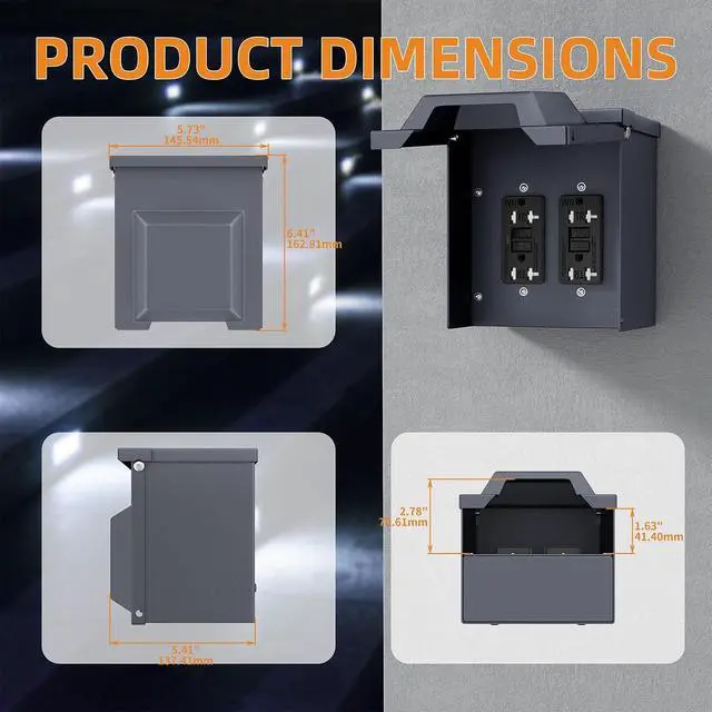 Alt view image 2 of 7 - Electrical Outlet Box, Carbon SteelElectrical Box Power Outlet Enclosure WRTR GFCI Outlet with Cover Double WRTR GFCI 20AMP Outlets Water Proof 3R Enclosure for Outdoor