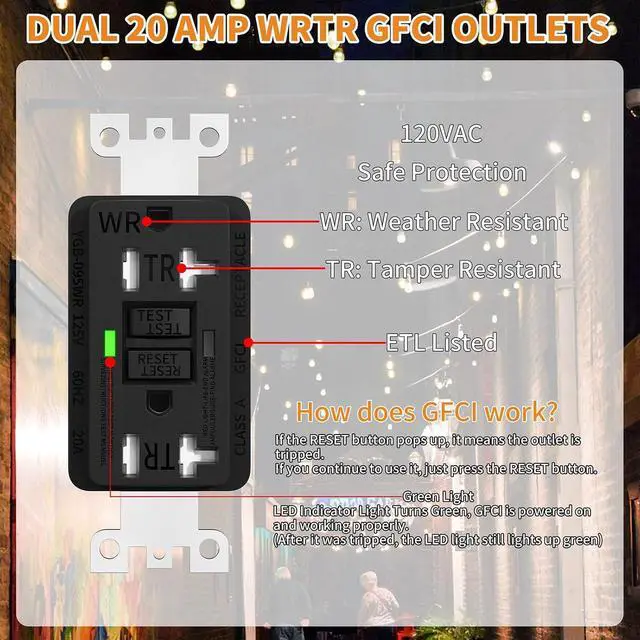 Alt view image 4 of 7 - Electrical Outlet Box, Carbon SteelElectrical Box Power Outlet Enclosure WRTR GFCI Outlet with Cover Double WRTR GFCI 20AMP Outlets Water Proof 3R Enclosure for Outdoor