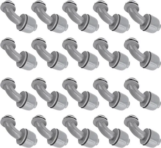 Main image of 20PCS 1/2 Inch NPT Liquid Tight Connectors 90 Degree Nylon 6 Electrical Conduit Fittings Weatherproof Flexible Tubing for HVAC Pumps Refrigeration Equipment