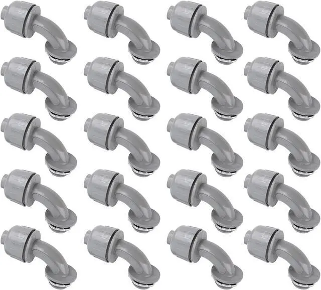 Alt view image 2 of 7 - 20PCS 1/2 Inch NPT Liquid Tight Connectors 90 Degree Nylon 6 Electrical Conduit Fittings Weatherproof Flexible Tubing for HVAC Pumps Refrigeration Equipment