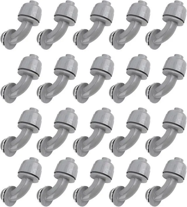 Alt view image 3 of 7 - 20PCS 1/2 Inch NPT Liquid Tight Connectors 90 Degree Nylon 6 Electrical Conduit Fittings Weatherproof Flexible Tubing for HVAC Pumps Refrigeration Equipment