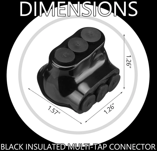 Alt view image 3 of 6 - Kanayu 10 Pcs Black Insulated Multi Cable Connector, 3 Ports Electric Wire Connectors and Soldering Lugs, Single Side Entry Cable Splicers, with Oxide Inhibitor (14-4AWG Range,1.57" x 1.26")