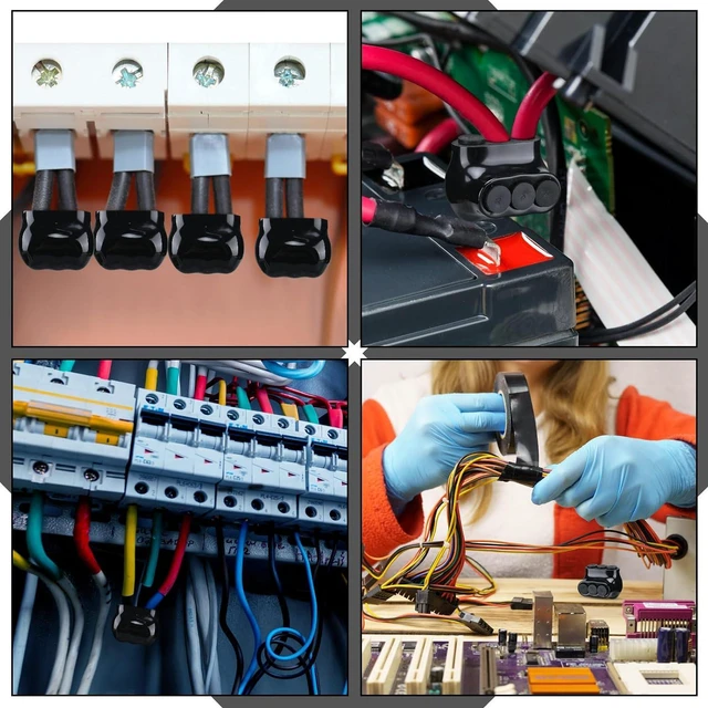 Alt view image 6 of 6 - Kanayu 10 Pcs Black Insulated Multi Cable Connector, 3 Ports Electric Wire Connectors and Soldering Lugs, Single Side Entry Cable Splicers, with Oxide Inhibitor (14-4AWG Range,1.57" x 1.26")