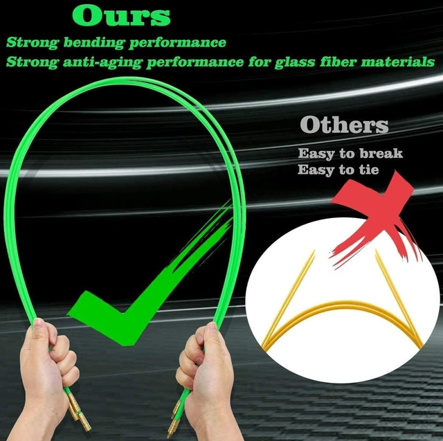 Alt view image 3 of 6 - 33 Feet Fiberglass Fish Tape Cable Rods, Electrical Wire Running Pull/Push Kit with Hook and Hole Kit Glow Rod, Hook Hole, Green