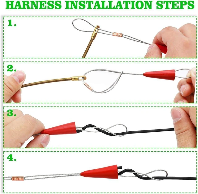 Alt view image 4 of 6 - 33 Feet Fiberglass Fish Tape Cable Rods, Electrical Wire Running Pull/Push Kit with Hook and Hole Kit Glow Rod, Hook Hole, Green
