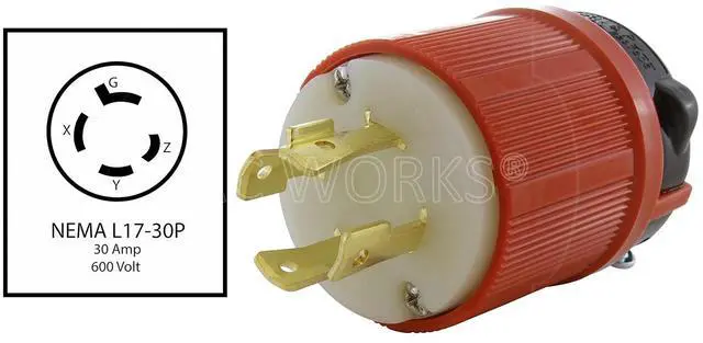 Alt view image 2 of 5 - AC WORKS Super Durable Industrial Grade Locking Style Replacement Wiring Male Plug (L17-30 3-Phase 30A 600V)