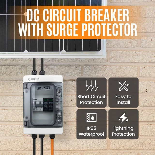 Alt view image 2 of 7 - Solar Combiner Box 1-in-1-Out 40A Circuit Breaker with Surge Protector PV Combiner Box Waterproof Enclosure for RV/Rooftop/Off-Grid Systems/Solar Panel System