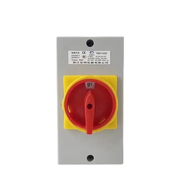 Alt view image 3 of 5 - YMD11-63D ON-Off Two Positions Isolator Disconnect Switch 63A 3P Padlock Cam Changeover with IP65 Waterproof Box Enclosure