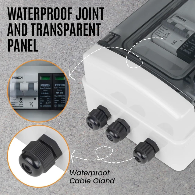 Alt view image 5 of 7 - Solar Combiner Box 1-in-1-Out 40A Circuit Breaker with Surge Protector PV Combiner Box Waterproof Enclosure for RV/Rooftop/Off-Grid Systems/Solar Panel System