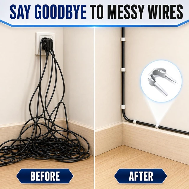 Alt view image 2 of 6 - Tandefio 500 Pcs Electrical Wire Staples U Type 1/8 Inch Insulated Staples Wire Tacks for Cables Organization, Secures Low Voltage Efficient Cable Clips for Speaker Telephone Thermostat, White