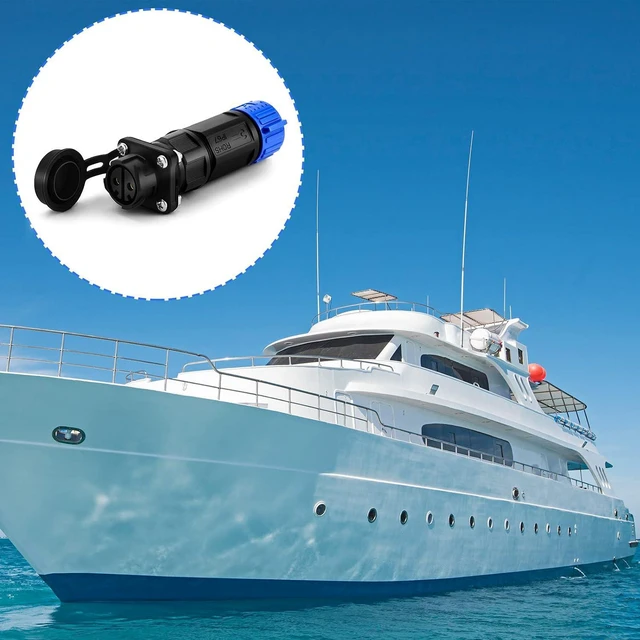 Alt view image 4 of 7 - Amylove 2 Pack Trolling Motor Plug Receptacle Set 12/24/36/48 Volt Waterproof Boat Plug Boat Power Connector for Trolling Motor Fishing Reel Down Rigger(Blue)