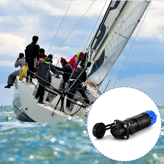 Alt view image 5 of 7 - Amylove 2 Pack Trolling Motor Plug Receptacle Set 12/24/36/48 Volt Waterproof Boat Plug Boat Power Connector for Trolling Motor Fishing Reel Down Rigger(Blue)