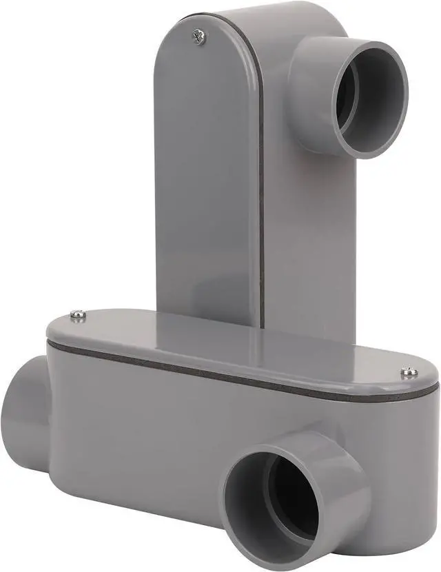 Main image of 2Pack 1-1/2 Inch Rigid PVC Conduit Body Type LL 1.50IN Slip x Slip PVC Conduit Bodies LL Type with Cover and Gasket, Gray
