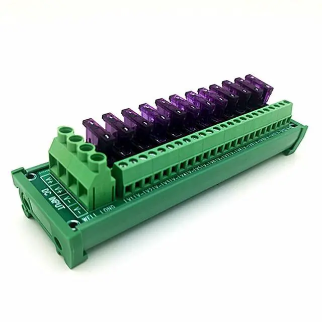 Alt view image 2 of 7 - DIN Rail Mount Fuse Distribution Module, 12-Position Terminal Block, DC Power Strip