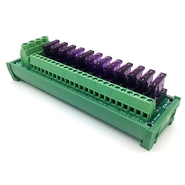 Alt view image 3 of 7 - DIN Rail Mount Fuse Distribution Module, 12-Position Terminal Block, DC Power Strip