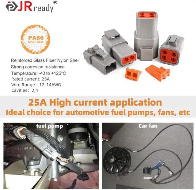Alt view image 2 of 7 - JRready ST6251 Deutsch DTP Connector Kit 2 Pin Waterproof Connectors 10 Sets with Size 12 Stamped Contacts/Terminals 14-12AWG 22Pairs