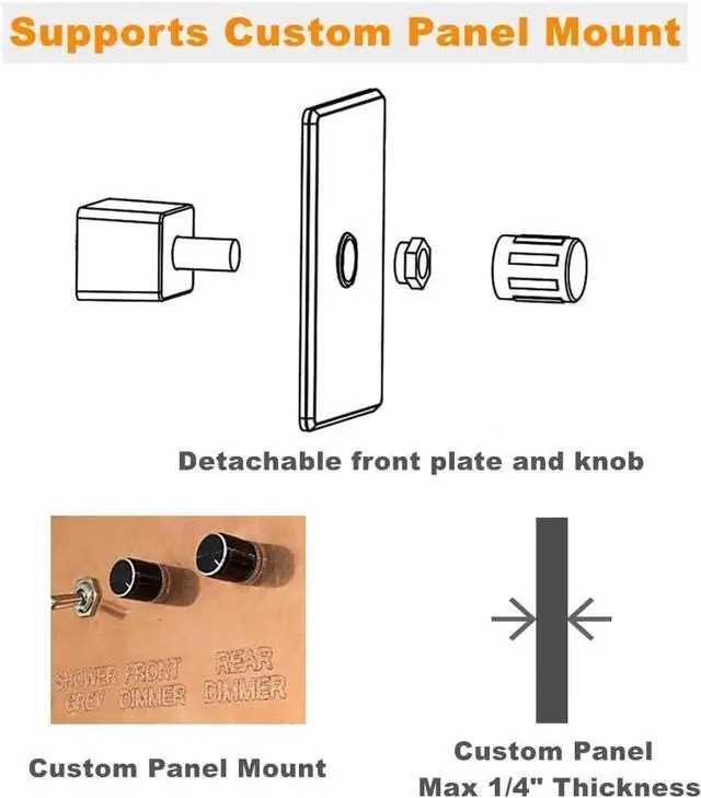 Alt view image 6 of 7 - 12V Light Dimmer 12 Volt PWM LED Dimmer Switch for RV Boat Truck Camper Van Trailer Light Fixture, LED Strip Lights Rotary Knob DC12-24V (2-Pack 6A)