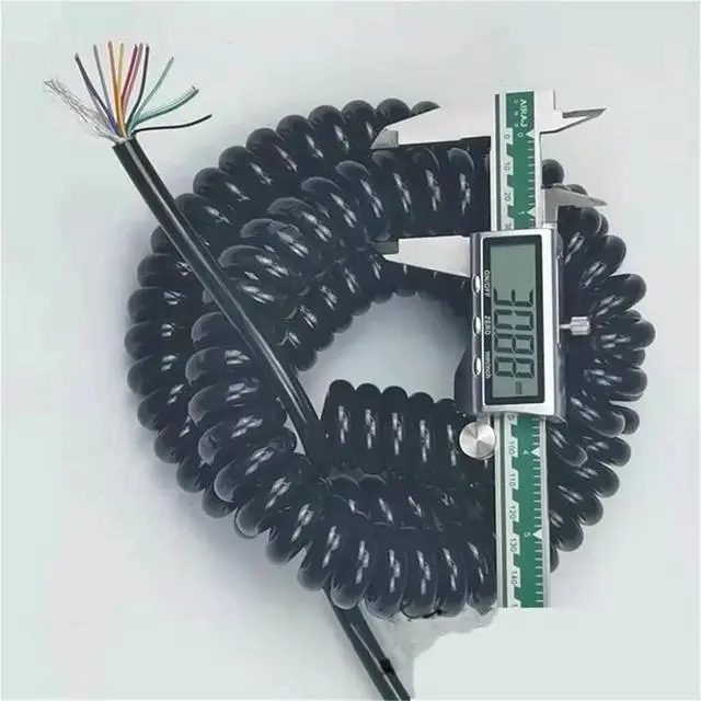 Alt view image 2 of 6 - PU Spring Shield Cable 9 10 1214 17 21 20 25 core 28 24 22 awg Stretch 1 2 3 4 5 6 7 8 11 12 Meters Spiral Telescopic Wire(Stretch 4 Meter,21 cores 26 AWG)