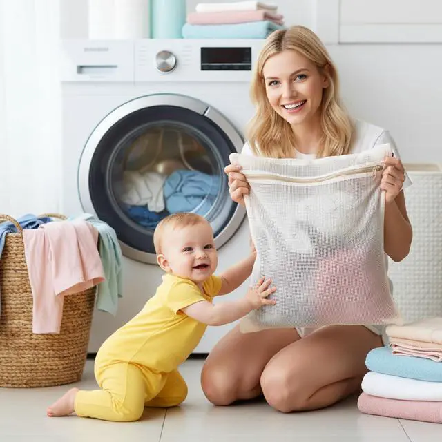 Alt view image 4 of 7 - 5 Pcs Cotton Mesh Laundry Bags, Sturdy Zipper Breathable Exquisite Wash Bags for Delicates, Underwear, Clothes, with 5 Sizes, Natural