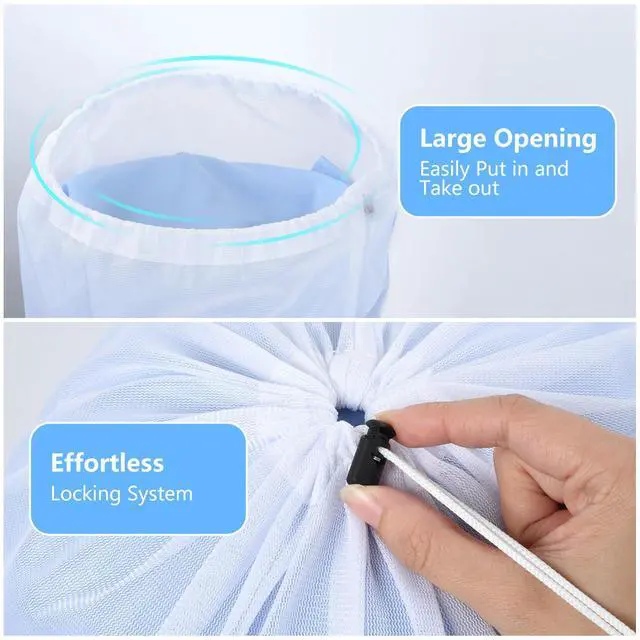 Alt view image 3 of 7 - 16x20 Inch Mesh Laundry Bags 2PCS Small Drawstring Dirty Clothes Washing Bag Machine Washable Delicates Bra Lingerie Socks Toy Garment Bag Dorm Don't Drying, Melting 140-176 White