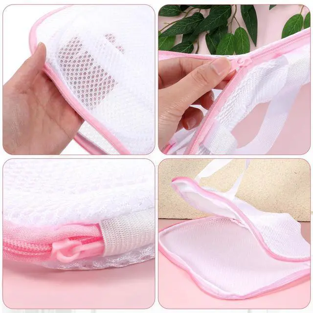 Alt view image 3 of 7 - 2 Pack Large Bra Laundry Bags for Washing Machine, Brassiere Wash Bags for Laundry, Lingerie Bag for Washing Delicates, Pink Bra Washer Protector