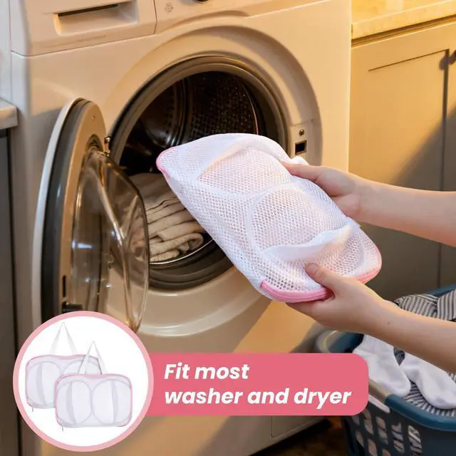 Alt view image 5 of 7 - 2 Pack Large Bra Laundry Bags for Washing Machine, Brassiere Wash Bags for Laundry, Lingerie Bag for Washing Delicates, Pink Bra Washer Protector