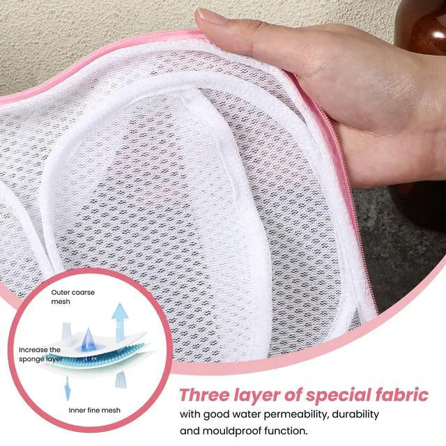 Alt view image 7 of 7 - 2 Pack Large Bra Laundry Bags for Washing Machine, Brassiere Wash Bags for Laundry, Lingerie Bag for Washing Delicates, Pink Bra Washer Protector