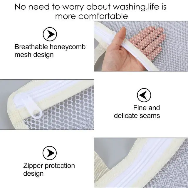 Alt view image 3 of 7 - 2 Pcs Mesh Hanging Laundry Bags for Washing Mesh Lingerie Bags for Laundry Small Hanging Bag for Clothes Delicates Lingerie, 12.99 x 14.96in, Yellow Polyester, Medium Size