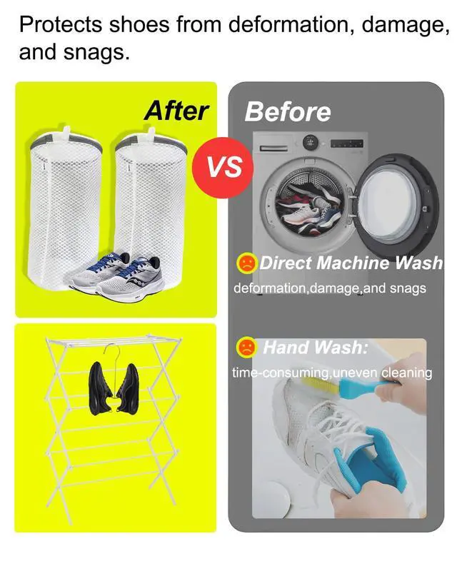 Alt view image 7 of 7 - Shoe Washing Machine Bag,3 Pack Laundry Shoe Bag for Washer and Dryer,Mesh Laundry Bags with Zipper for Sneakers,Trainers,Socks,Bras,Delicates,and Toys