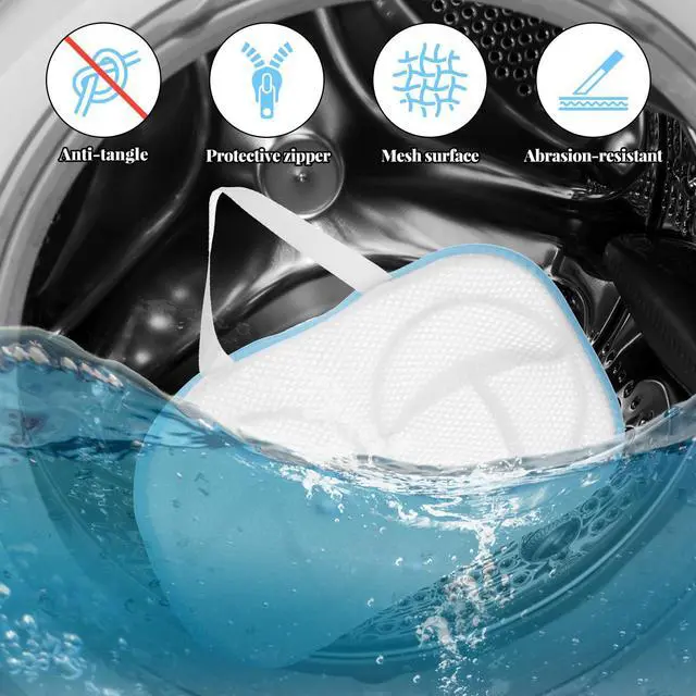 Alt view image 3 of 7 - 2 Pack Bra Washing Bags for Laundry Machine, Large Mesh Brassiere Protector for Delicates, Lingerie Wash Bag (Blue & Gray, 11 x 7.7 Inches)