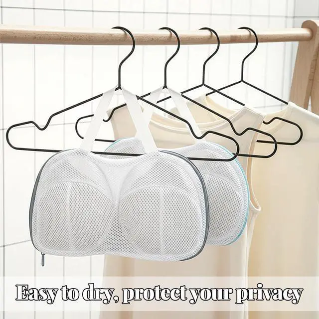 Alt view image 6 of 7 - 2 Pack Bra Washing Bags for Laundry Machine, Large Mesh Brassiere Protector for Delicates, Lingerie Wash Bag (Blue & Gray, 11 x 7.7 Inches)