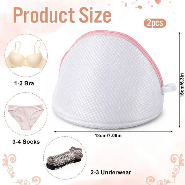 Alt view image 2 of 7 - 2 PCS Bra Washing Bags, 2 Colors Mesh Wash Bag for Bras with Zipper Lingerie Washer Protector Large Bra Laundry Bags Women Mesh Lingerie Wash Bag for Washing Underwear & Delicates (Pink, Gray)