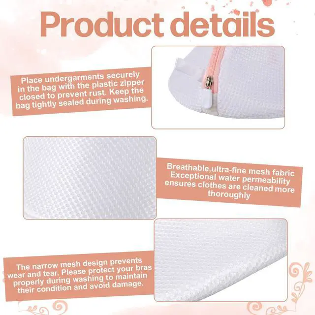 Alt view image 3 of 7 - 2 PCS Bra Washing Bags, 2 Colors Mesh Wash Bag for Bras with Zipper Lingerie Washer Protector Large Bra Laundry Bags Women Mesh Lingerie Wash Bag for Washing Underwear & Delicates (Pink, Gray)