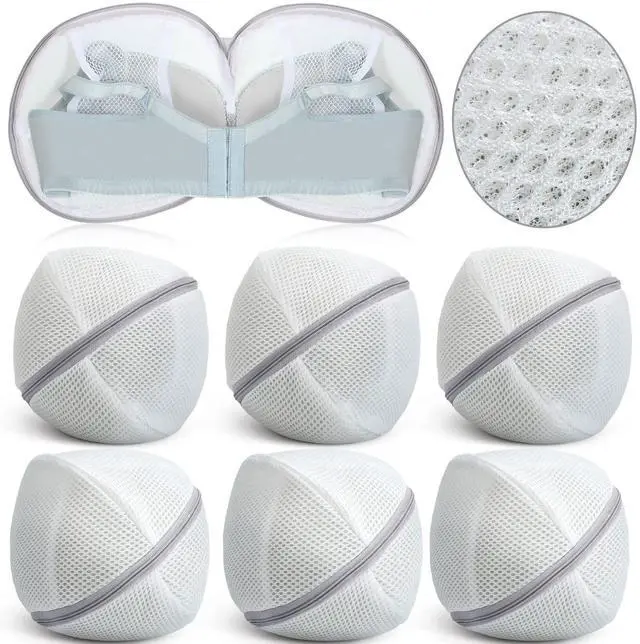 Main image of 6 Pieces Bra Washing Bag for Laundry Mesh Wash Lingerie Underwear Brassiere Washing Bags with Zipper for Women Laundry Storage(7.87 Inch,Gray)