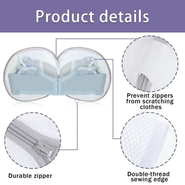 Alt view image 3 of 7 - 6 Pieces Bra Washing Bag for Laundry Mesh Wash Lingerie Underwear Brassiere Washing Bags with Zipper for Women Laundry Storage(7.87 Inch,Gray)